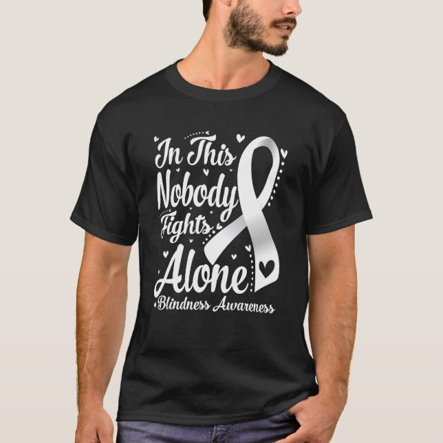 In This Family Nobody Fight Alone Blindness Awaren T-Shirt (Front)