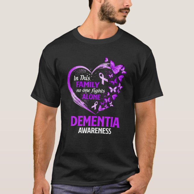 In This Family Nobody Fight Alone Dementia Awarene T-Shirt (Front)