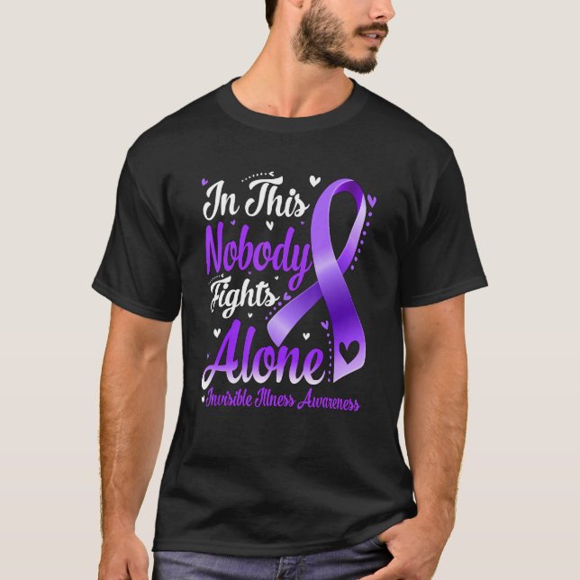In This Family Nobody Fight Alone Invisible Illnes T-Shirt (Front)