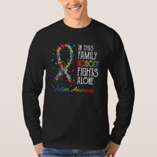In This Family Nobody Fights Alone Autism Awarenes T-Shirt