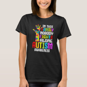 In This Family Nobody Fights Alone Autism Awarenes T-Shirt