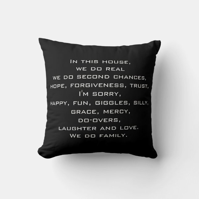 In this House Quote Throw Pillow (Front)