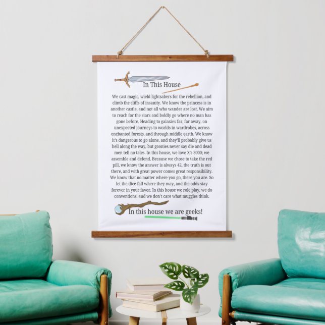 In This House We Are Geeks Poem Wall Hanging Tapestry (Living Room)
