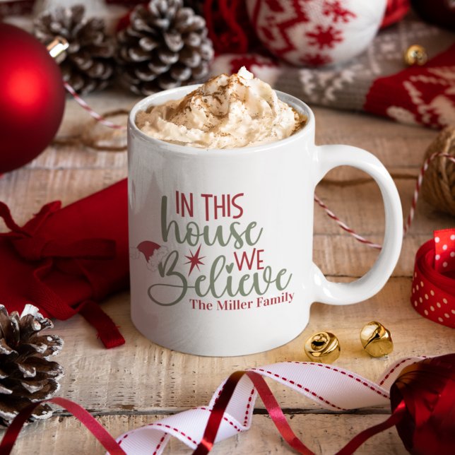 In This House We Believe Custom Santa Christmas Coffee Mug (Creator Uploaded)