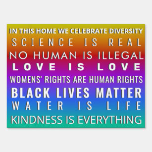 In this house we Celebrate Diversity Garden Sign