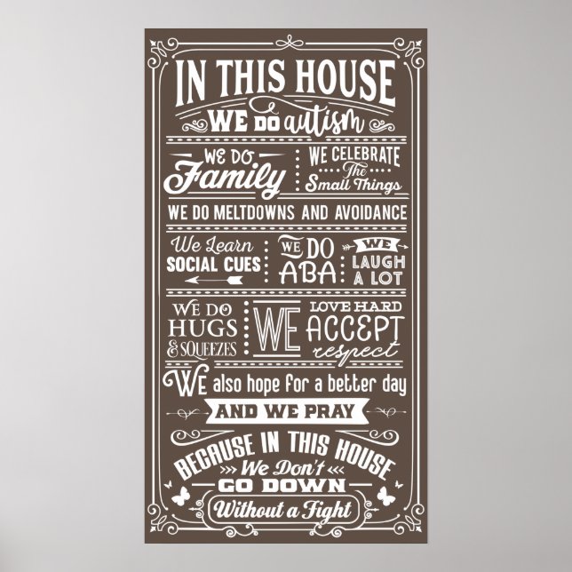 In This House We Do Autism Family Quote Typography Poster (Front)