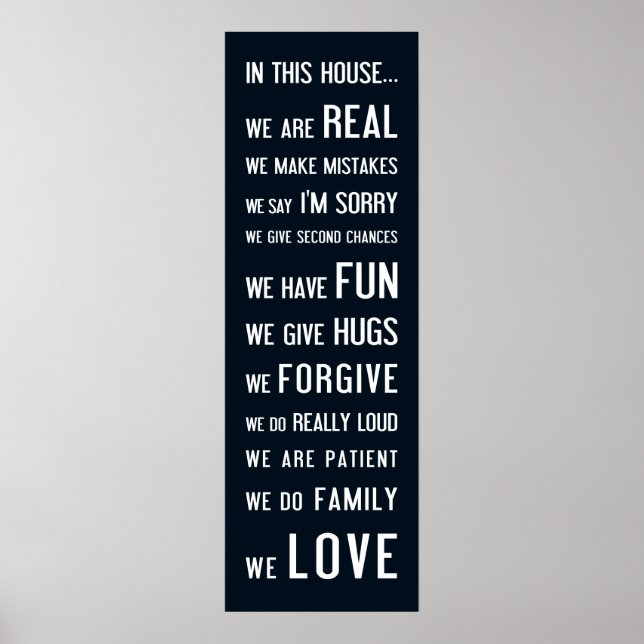 In this house... we love, poster dark blue (Front)