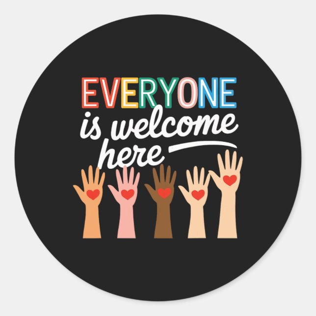 In This Room Everyone Is Welcome Here Teacher Stud Classic Round Sticker (Front)