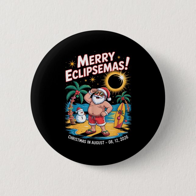 In Total Solar Eclipse Santa Christmas 6 Cm Round Badge (Front)