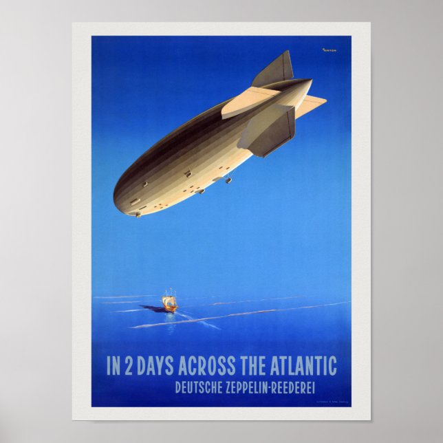 In Two Days Across the Atlantic Vintage Poster (Front)