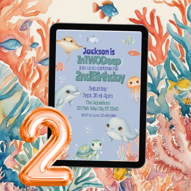 In TWO Deep, Blue Under the Sea 2nd Birthday  Invitation (Creator Uploaded)