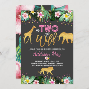 In Two The Wild Birthday Invitation Jungle Animals