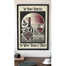 In Vino Veritas Art Deco Red and Black Wine Saying