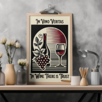 In Vino Veritas Art Deco Red and Black Wine Saying