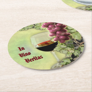 In Vino Veritas Round Paper Coaster