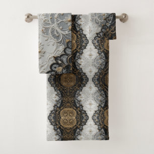 In-White Elegant Lacework Couture   Bath Towel Set