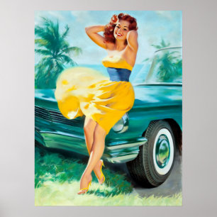 In Yellow Dress Pin Up Poster