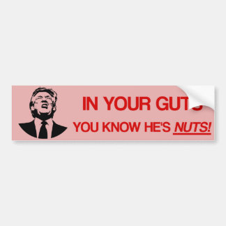 In Your Guts You Know He's Nuts (Anti Trump) Bumper Sticker