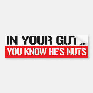 In Your Guts You know he's nuts - Feminist Bumper Sticker