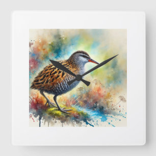 Inaccessible Island Rail 160724AREF249 - Watercolo Square Wall Clock