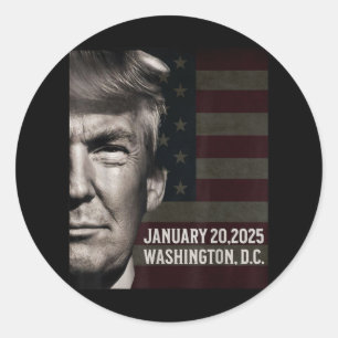 Inauguration Day Trump American Flag  Classic Round Sticker
