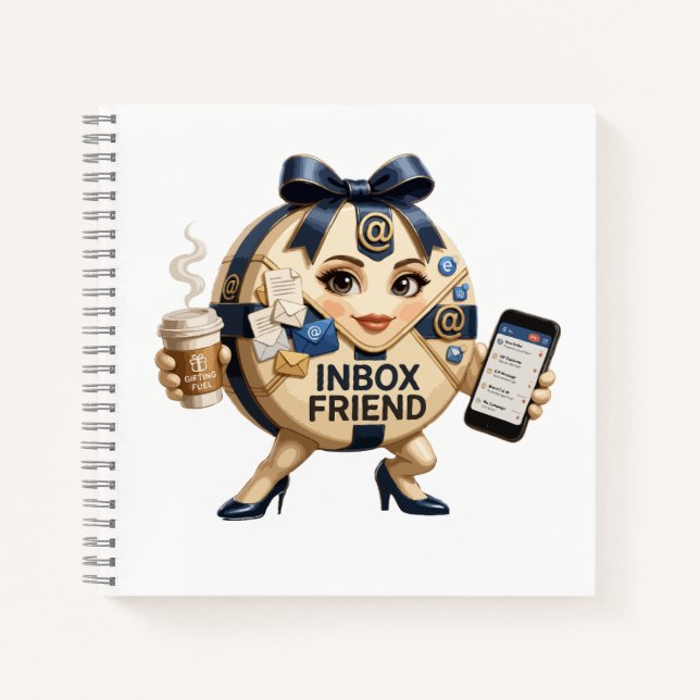 Inbox Friend Email Enthusiast Mascot Gift Notebook (Front)