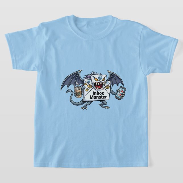 Inbox Monster Email Overload Funny Graphic T-Shirt (Laydown)