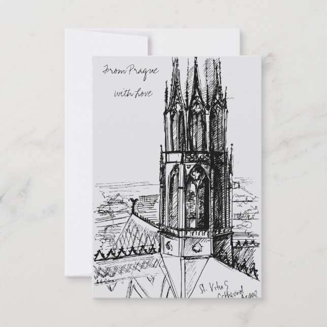 Inc freehand drawing From Prague with Love Thank You Card (Front)