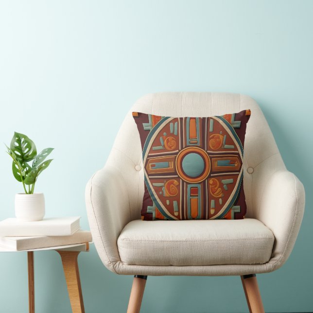 Inca Cross Pattern reds and yellows Cushion (Chair)