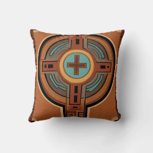 Inca Cross Pattern reds and yellows Cushion