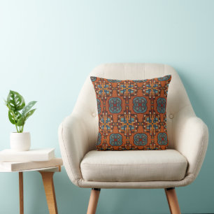 Inca Cross Pattern reds and yellows Cushion