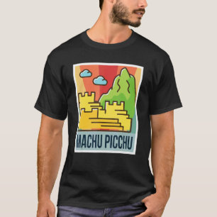 Inca Ruined City Machu Picchu Mountains In Pixel T-Shirt
