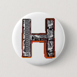 Inca`s font, Letter H 6 Cm Round Badge
