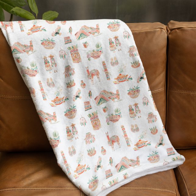 Inca Spirit | Cute Illustrated Peru  Fleece Blanket (Creator Uploaded)