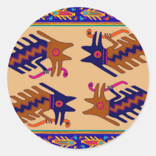 Inca Tribal Serpent Classic Round Sticker