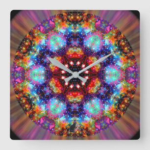 Incandescence Stellar Kaleid Square Wall Clock