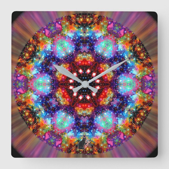 Incandescence Stellar Kaleid Square Wall Clock (Front)