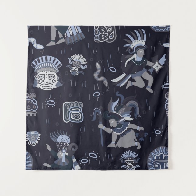 Incas pattern seamless design graphic tapestry (Front)