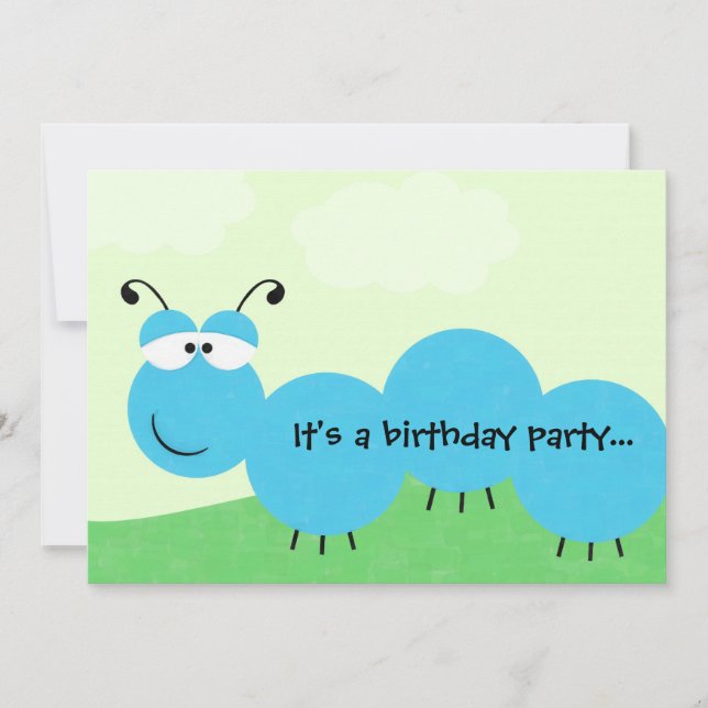 Inch Worm It's a Party Birthday Party Invitation (Front)