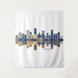 Incheon Skyline Tapestry