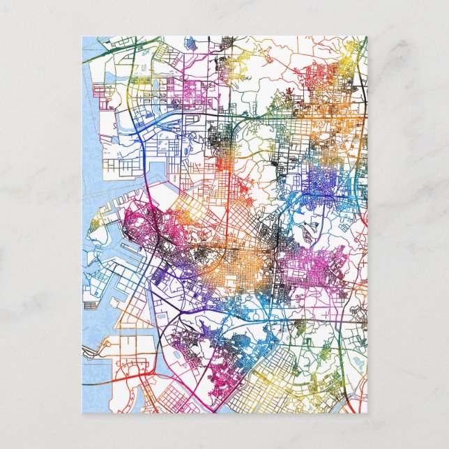 Incheon South Korea City Map Postcard (Front)