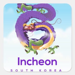 Incheon South Korea Dragon Square Sticker