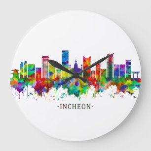Incheon South Korea Skyline Large Clock