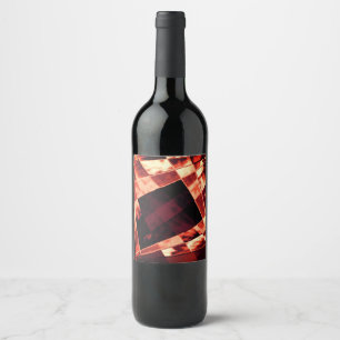 Inclined rectangles in tones coral or reddish wine label