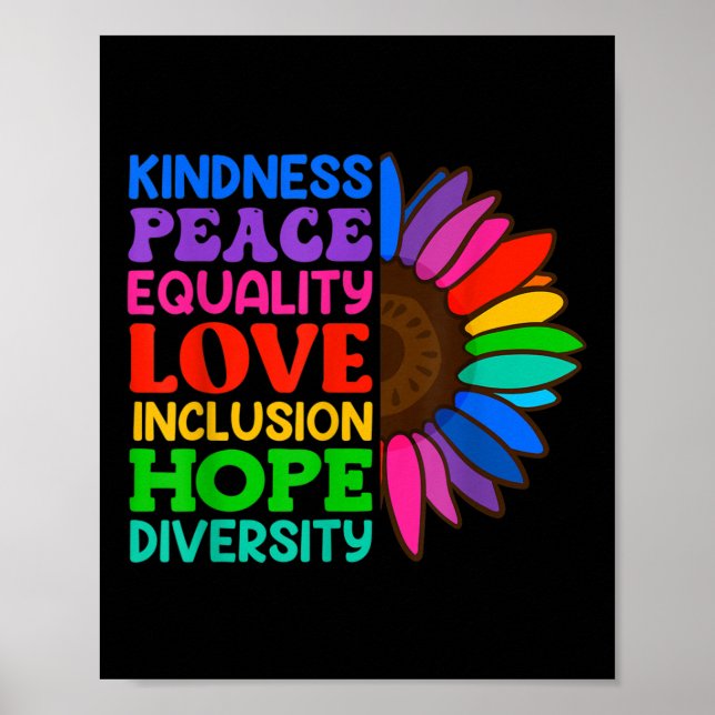 Inclusion Acceptance Kindness Solidarity Awareness Poster (Front)