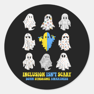 Inclusion Isnt Scary Down Syndrome Awareness Cute Classic Round Sticker