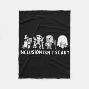Inclusion Isn't Scary Teacher Skeleton Ghost Cute  Fleece Blanket