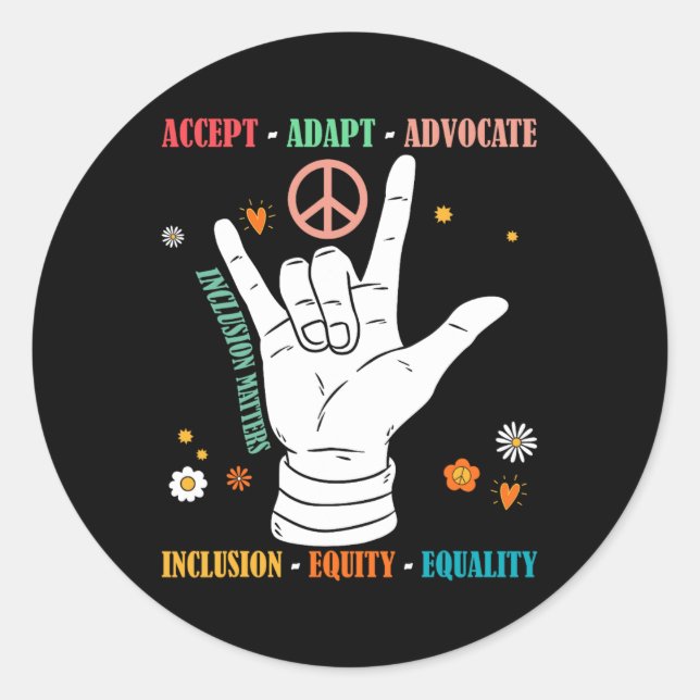 Inclusion Problems Autism Awareness Teacher Inspir Classic Round Sticker (Front)