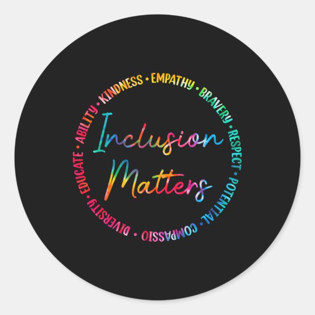 Inclusion Problems Tie Dye Autism Awareness Sped T Classic Round Sticker (Front)