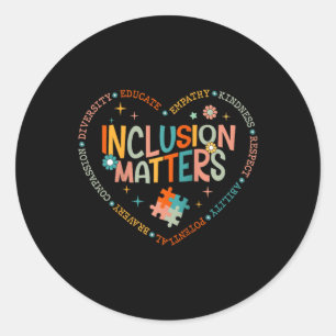Inclusion S Heart Puzzle Advocacy Raglan Baseball Classic Round Sticker